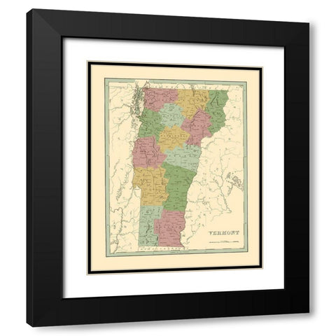 Vermont - Bradford 1838 Black Modern Wood Framed Art Print with Double Matting by Bradford