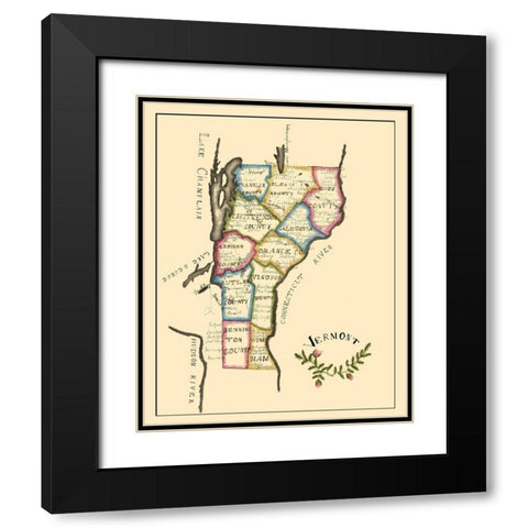 Vermont - Henshaw 1823 Black Modern Wood Framed Art Print with Double Matting by Henshaw