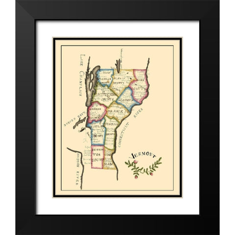Vermont - Henshaw 1823 Black Modern Wood Framed Art Print with Double Matting by Henshaw