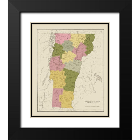 Vermont - Bradford 1838 Black Modern Wood Framed Art Print with Double Matting by Bradford