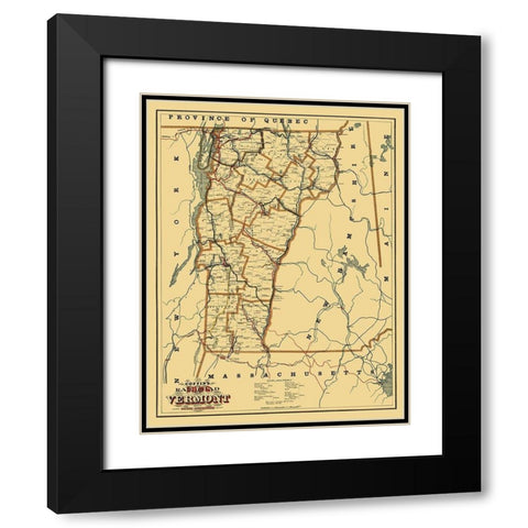 Vermont Railroads - Coffins 1896 Black Modern Wood Framed Art Print with Double Matting by Coffins