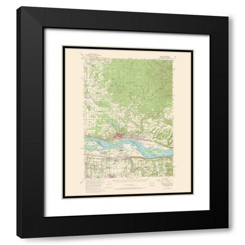 Camas Washington Oregon Quad - USGS 1966 Black Modern Wood Framed Art Print with Double Matting by USGS