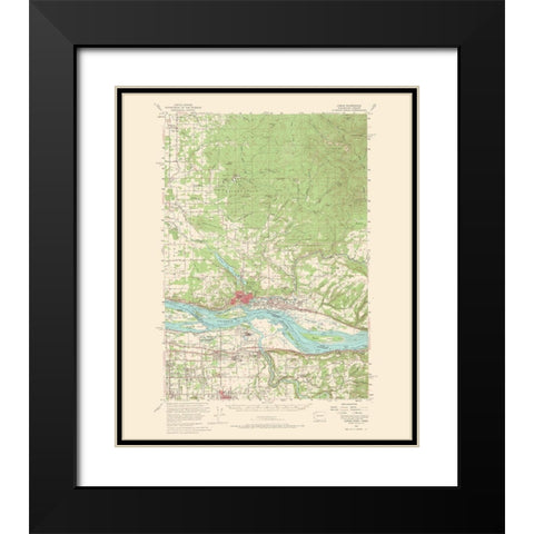 Camas Washington Oregon Quad - USGS 1966 Black Modern Wood Framed Art Print with Double Matting by USGS