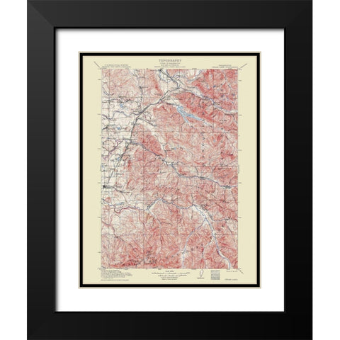 Cedar Lake Washington Quad - USGS 1913 Black Modern Wood Framed Art Print with Double Matting by USGS