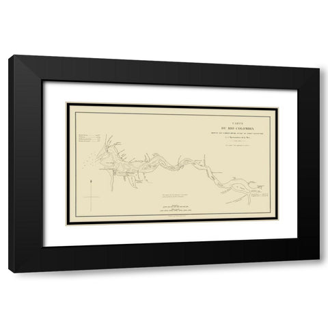 Columbia River, Oregon, Washington - Bertrand 1844 Black Modern Wood Framed Art Print with Double Matting by Bertrand