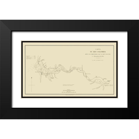Columbia River, Oregon, Washington - Bertrand 1844 Black Modern Wood Framed Art Print with Double Matting by Bertrand
