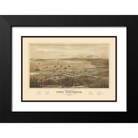 Port Townsend Washington - Glover 1878 Black Modern Wood Framed Art Print with Double Matting by Glover