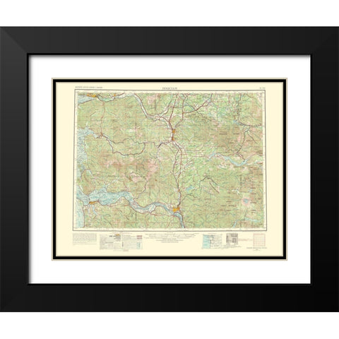 Hoquiam Washington Oregon Quad - USGS 1969 Black Modern Wood Framed Art Print with Double Matting by USGS