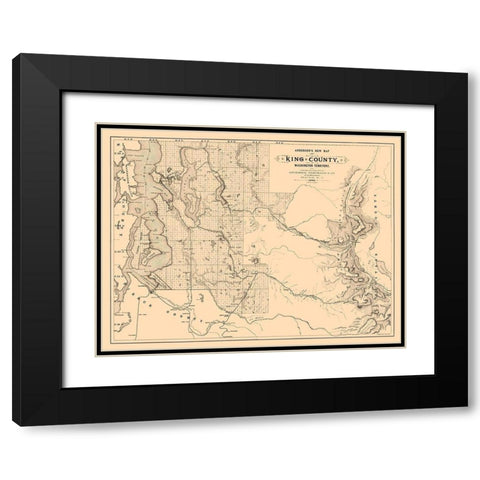 King County Washington - Anderson 1888  Black Modern Wood Framed Art Print with Double Matting by Anderson