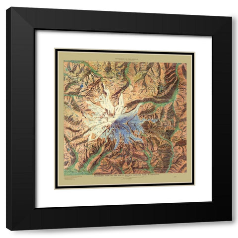 Mount Rainier National Park Washington Black Modern Wood Framed Art Print with Double Matting by Renshawe