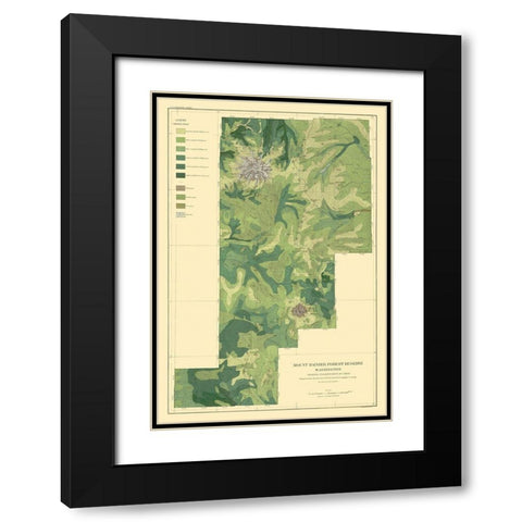 Mount Rainier Forest Washington 1899 Black Modern Wood Framed Art Print with Double Matting by Bien