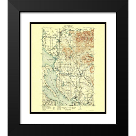 Mt Vernon Washington Quad - USGS 1911 Black Modern Wood Framed Art Print with Double Matting by USGS