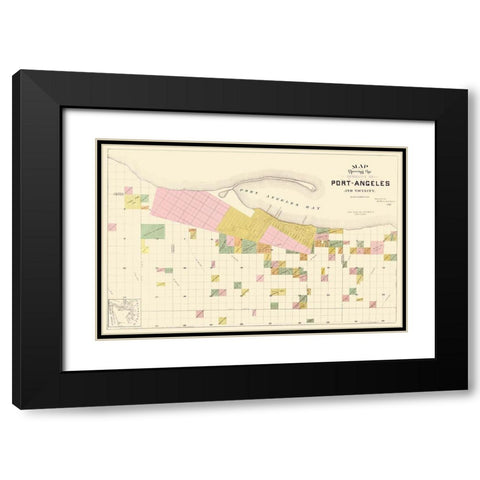 Port Angeles Washington - Ware 1891 Black Modern Wood Framed Art Print with Double Matting by Ware