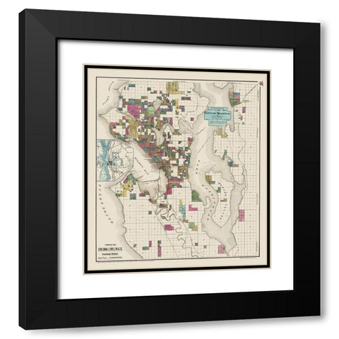 Seattle Washington Landowner - Anderson 1890 Black Modern Wood Framed Art Print with Double Matting by Anderson