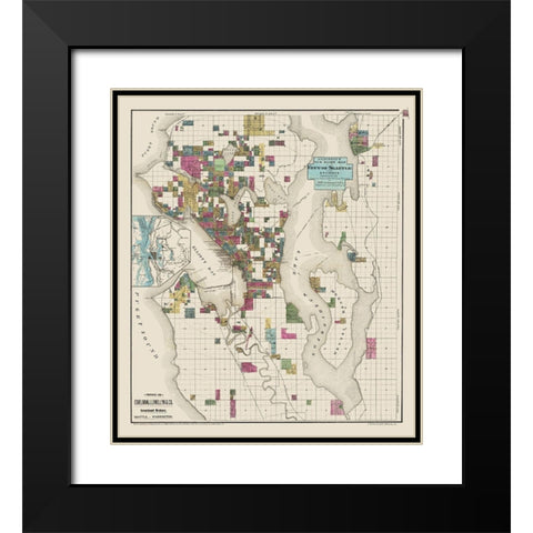 Seattle Washington Landowner - Anderson 1890 Black Modern Wood Framed Art Print with Double Matting by Anderson
