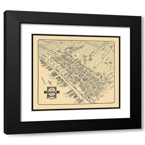 Business District Seattle Washington - Tulloch Black Modern Wood Framed Art Print with Double Matting by Tulloch
