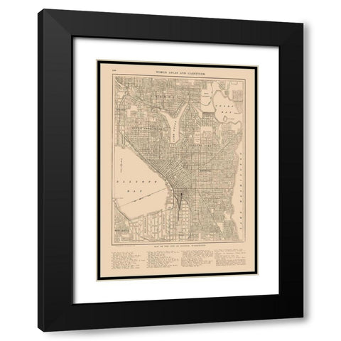 Seattle  Washington  - Reynold 1921 Black Modern Wood Framed Art Print with Double Matting by Reynold