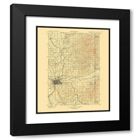 Spokane Washington Quad - USGS 1901 Black Modern Wood Framed Art Print with Double Matting by USGS