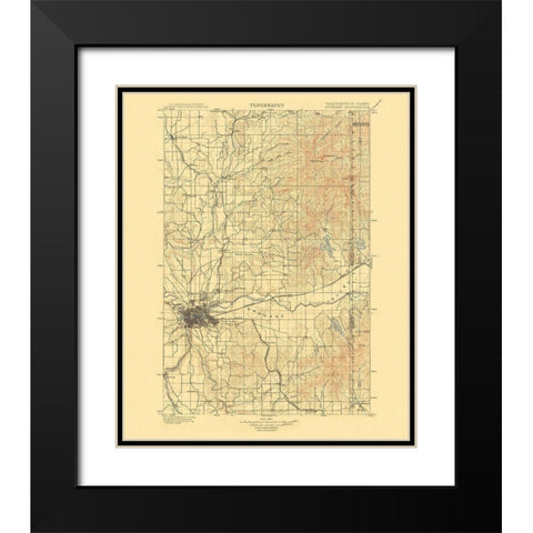 Spokane Washington Quad - USGS 1901 Black Modern Wood Framed Art Print with Double Matting by USGS