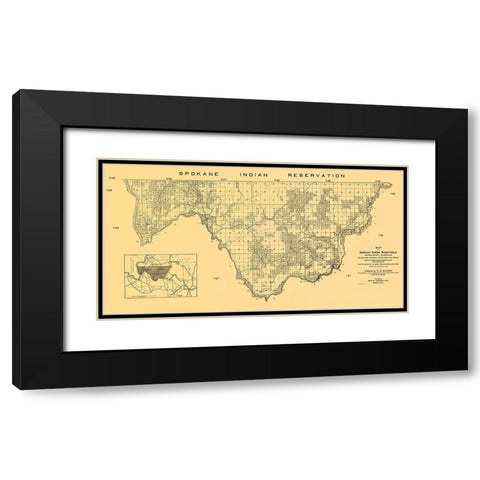 Spokane Indian Reservation - Manning 1910 Black Modern Wood Framed Art Print with Double Matting by Manning