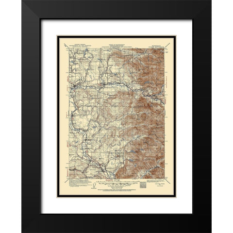 Sultan Washington Quad - USGS 1921 Black Modern Wood Framed Art Print with Double Matting by USGS