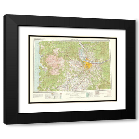 Vancouver Washington Oregon Quad - USGS 1964 Black Modern Wood Framed Art Print with Double Matting by USGS