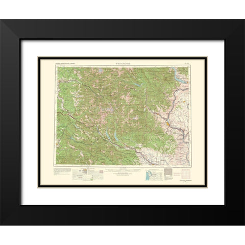 Wenatchee Washington Quad - USGS 1957 Black Modern Wood Framed Art Print with Double Matting by USGS