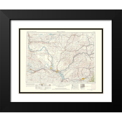 Walla Walla Washington Quad - USGS 1964 Black Modern Wood Framed Art Print with Double Matting by USGS