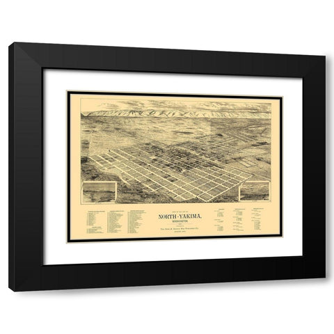 Yakima Washington - Spike 1889 Black Modern Wood Framed Art Print with Double Matting by Spike