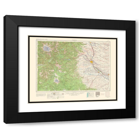 Yakima Washington Quad - USGS 1958 Black Modern Wood Framed Art Print with Double Matting by USGS