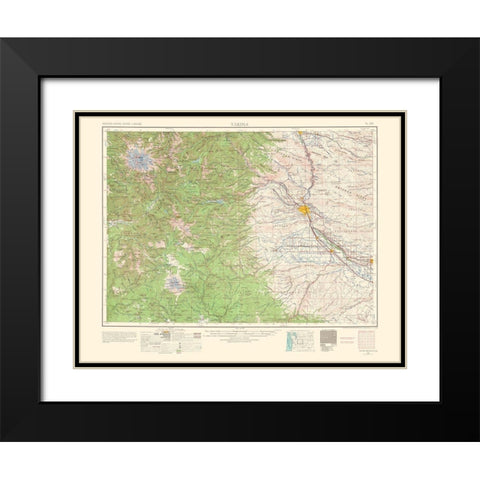 Yakima Washington Quad - USGS 1958 Black Modern Wood Framed Art Print with Double Matting by USGS