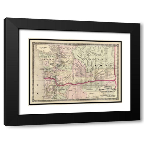 Washington - Cram 1875 Black Modern Wood Framed Art Print with Double Matting by Cram