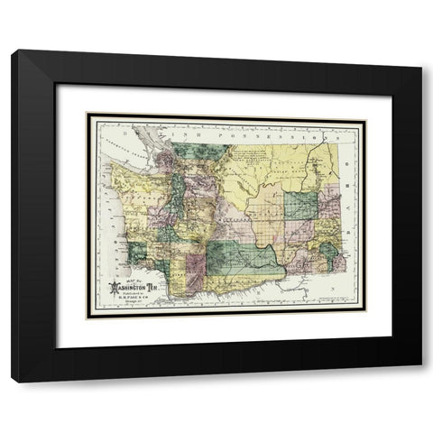 Washington Territory - Olympia - Page 1886 Black Modern Wood Framed Art Print with Double Matting by Page