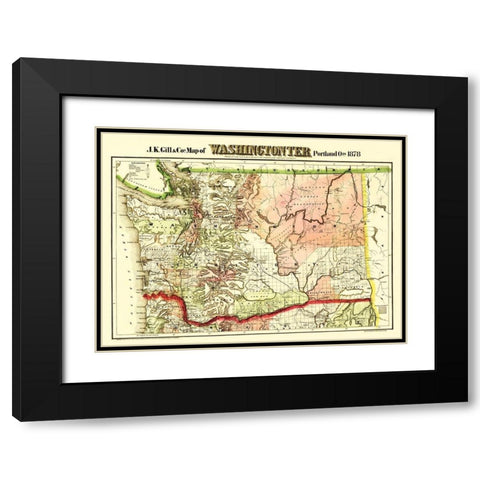 Washington Territory - Askevold 1878 Black Modern Wood Framed Art Print with Double Matting by Askevold