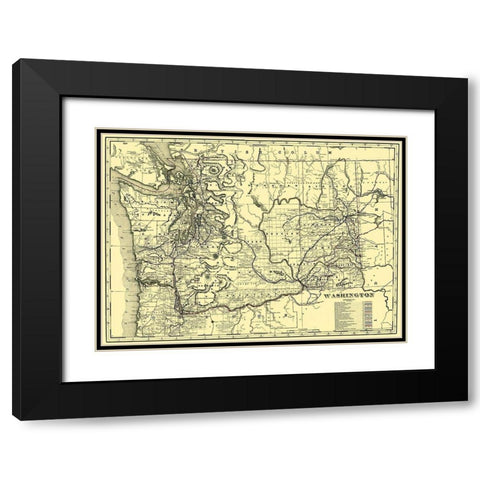 Washington Railroads - 1892 Black Modern Wood Framed Art Print with Double Matting by Unknown