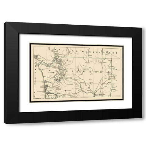 Washington - Brown 1865 Black Modern Wood Framed Art Print with Double Matting by Brown