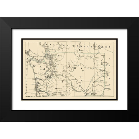 Washington - Brown 1865 Black Modern Wood Framed Art Print with Double Matting by Brown