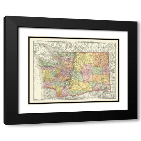 Washington - Rand McNally 1880 Black Modern Wood Framed Art Print with Double Matting by Rand McNally