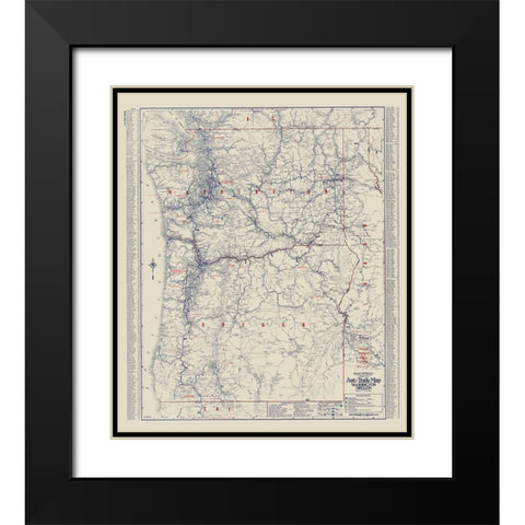 Washington, Oregon - Rand McNally 1925 Black Modern Wood Framed Art Print with Double Matting by Rand McNally