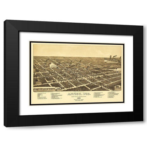 Antigo Wisconsin - Norris 1886  Black Modern Wood Framed Art Print with Double Matting by Norris