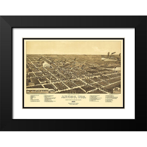 Antigo Wisconsin - Norris 1886  Black Modern Wood Framed Art Print with Double Matting by Norris