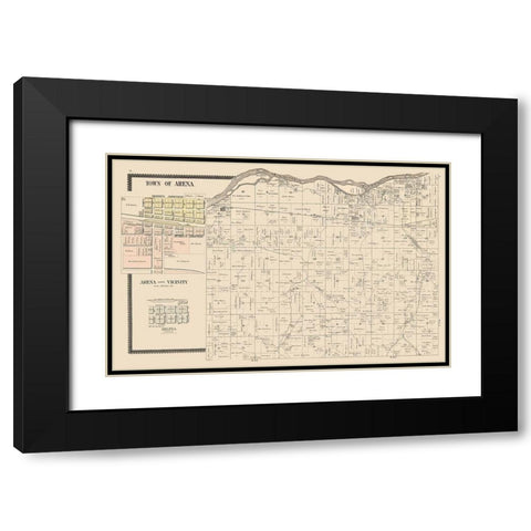 Arena  Wisconsin - Brandt 1895 Black Modern Wood Framed Art Print with Double Matting by Brandt