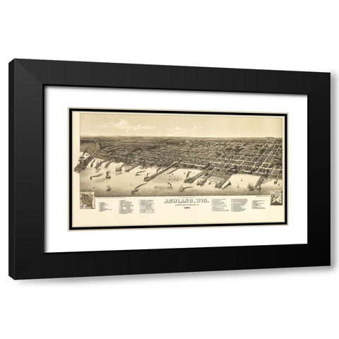 Ashland Wisconsin - Norris 1886  Black Modern Wood Framed Art Print with Double Matting by Norris
