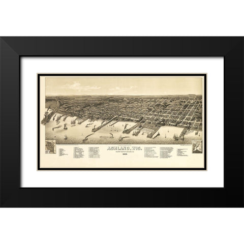 Ashland Wisconsin - Norris 1886  Black Modern Wood Framed Art Print with Double Matting by Norris