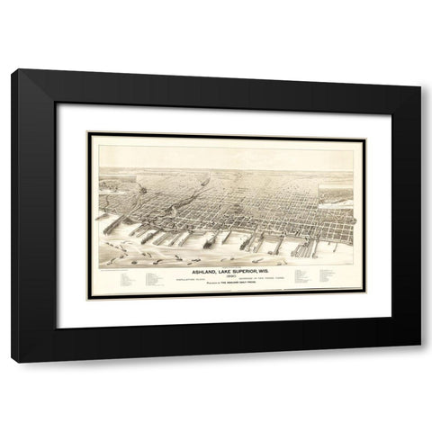 Ashland Wisconsin - Pauli 1890  Black Modern Wood Framed Art Print with Double Matting by Pauli