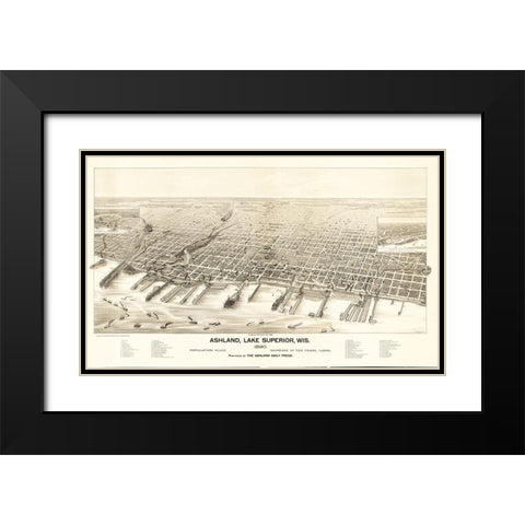 Ashland Wisconsin - Pauli 1890  Black Modern Wood Framed Art Print with Double Matting by Pauli