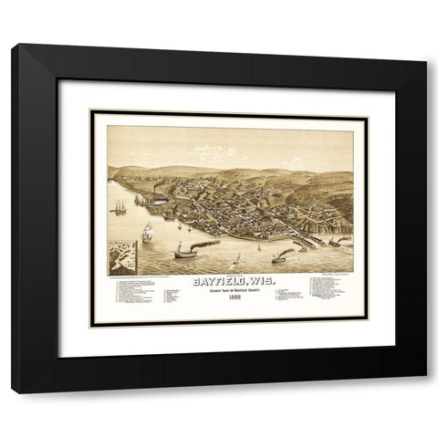 Bayfield Wisconsin - Norris 1886  Black Modern Wood Framed Art Print with Double Matting by Norris