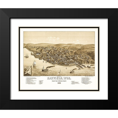 Bayfield Wisconsin - Norris 1886  Black Modern Wood Framed Art Print with Double Matting by Norris