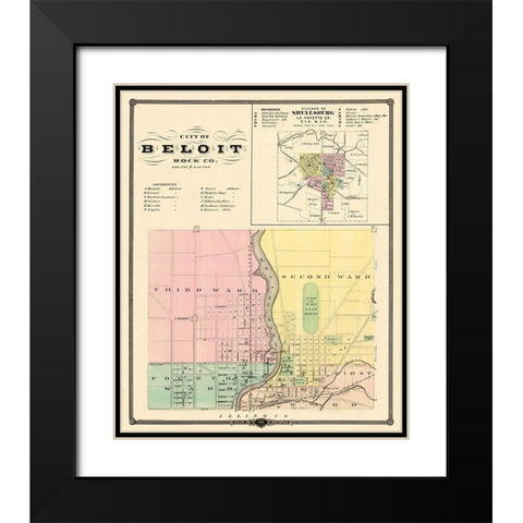 Beloit, Shullsburg Wisconsin Landowner Black Modern Wood Framed Art Print with Double Matting by Snyder