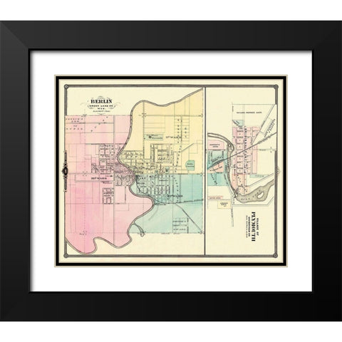 Berlin, Plymouth Wisconsin - Snyder 1878 Black Modern Wood Framed Art Print with Double Matting by Snyder